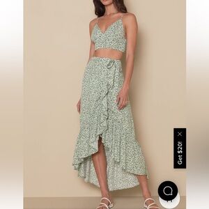 Lulus Summer Romance Green Floral Print Two-Piece Midi Dress